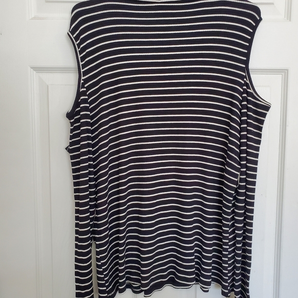 Asos Curve Striped Cold Shoulder Top - Picture 2 of 6